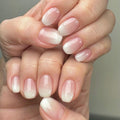 Blush White Fade short square press-on nails