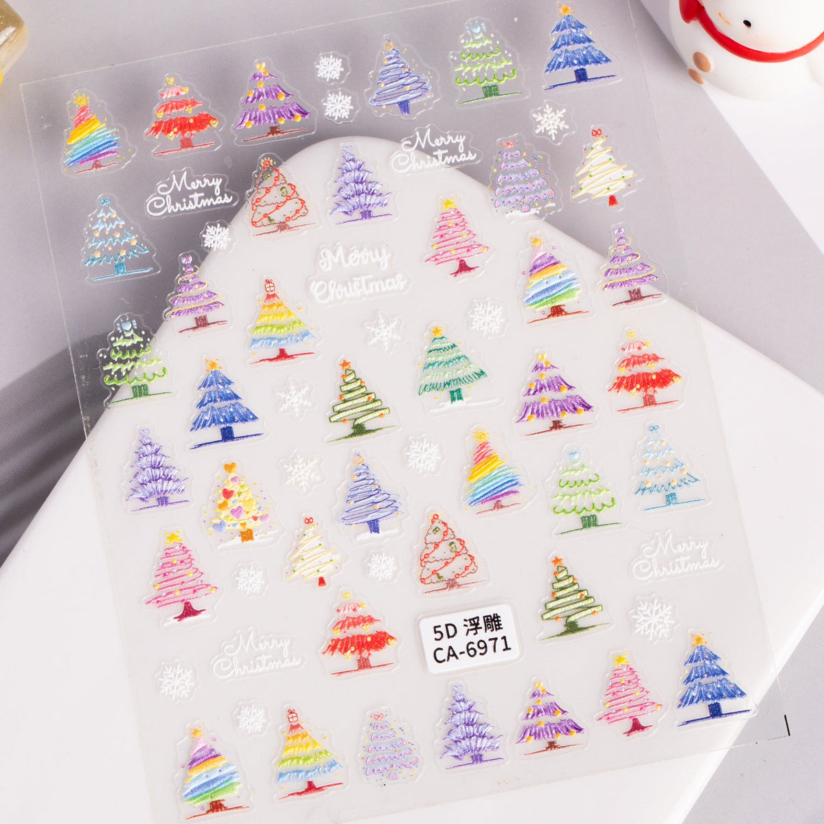 Holiday 5D Santa and elk nail stickers