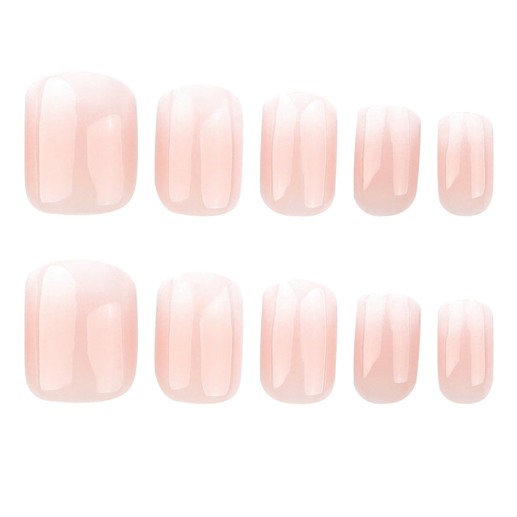 Blush White Fade short square press-on nails