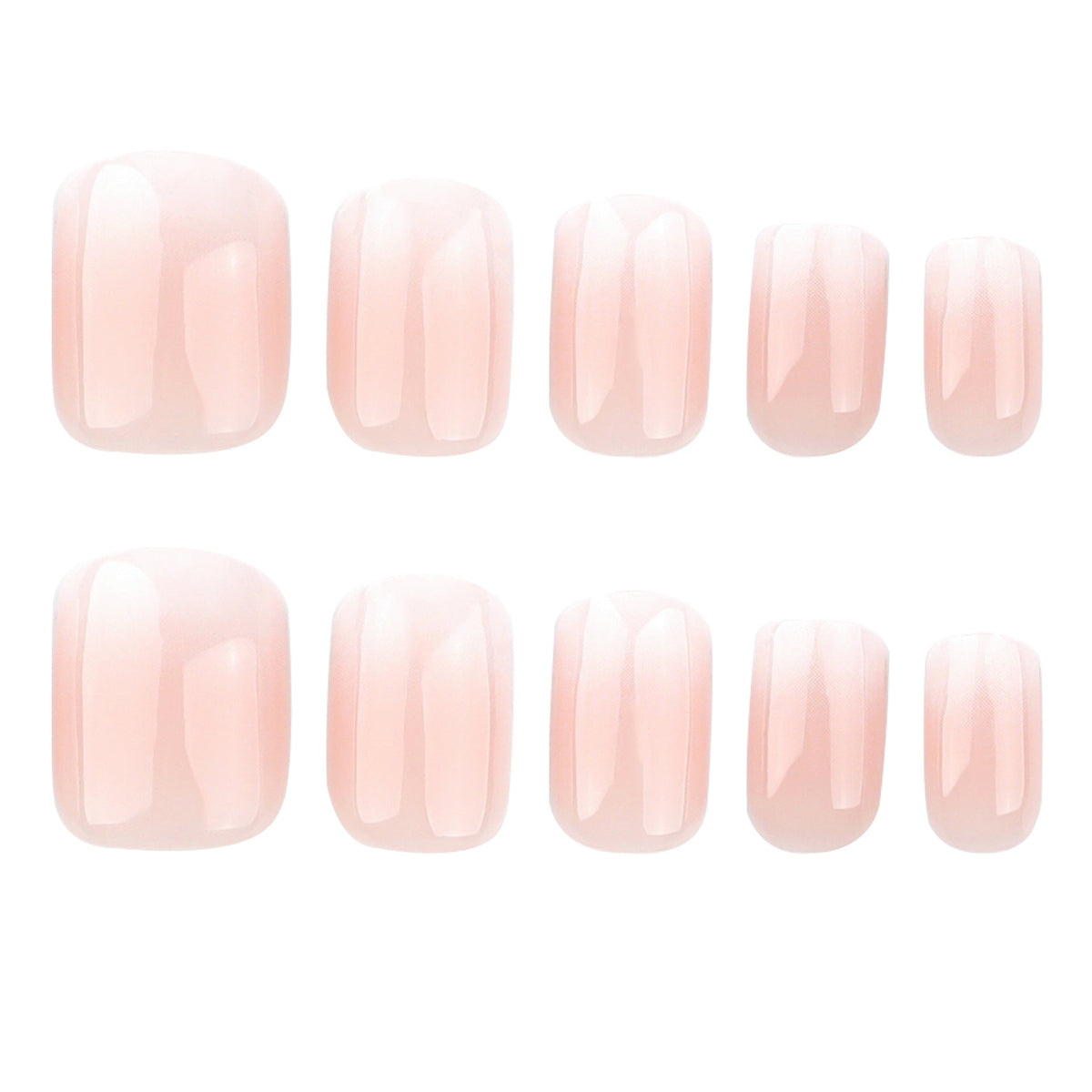 Blush White Fade short square press-on nails