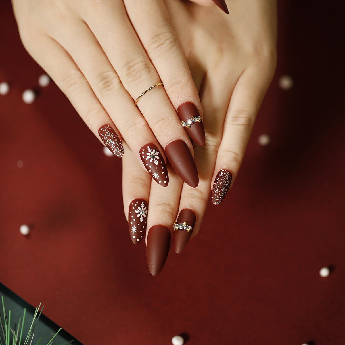Winter Cheer holiday short almond press-on nails, alternate view 6