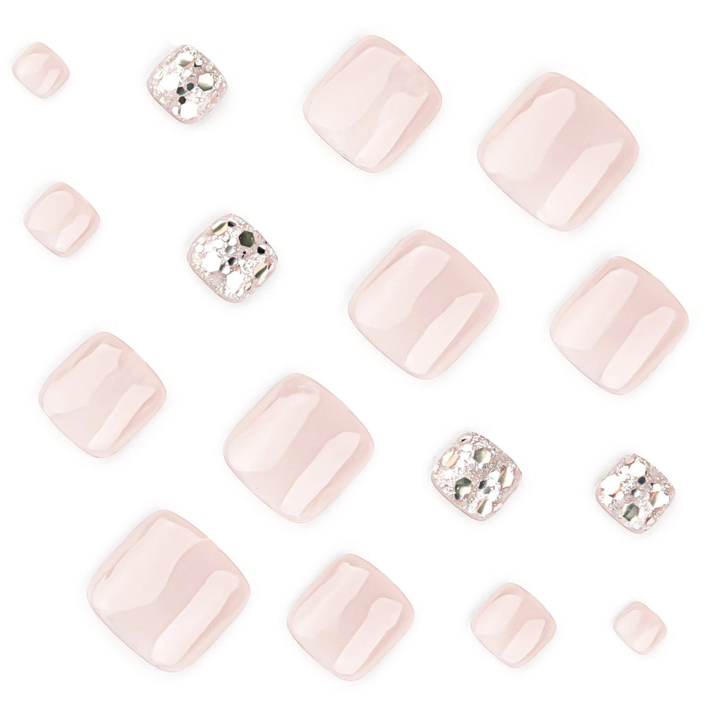 Starlit Cat Eye glitter press-on toenails