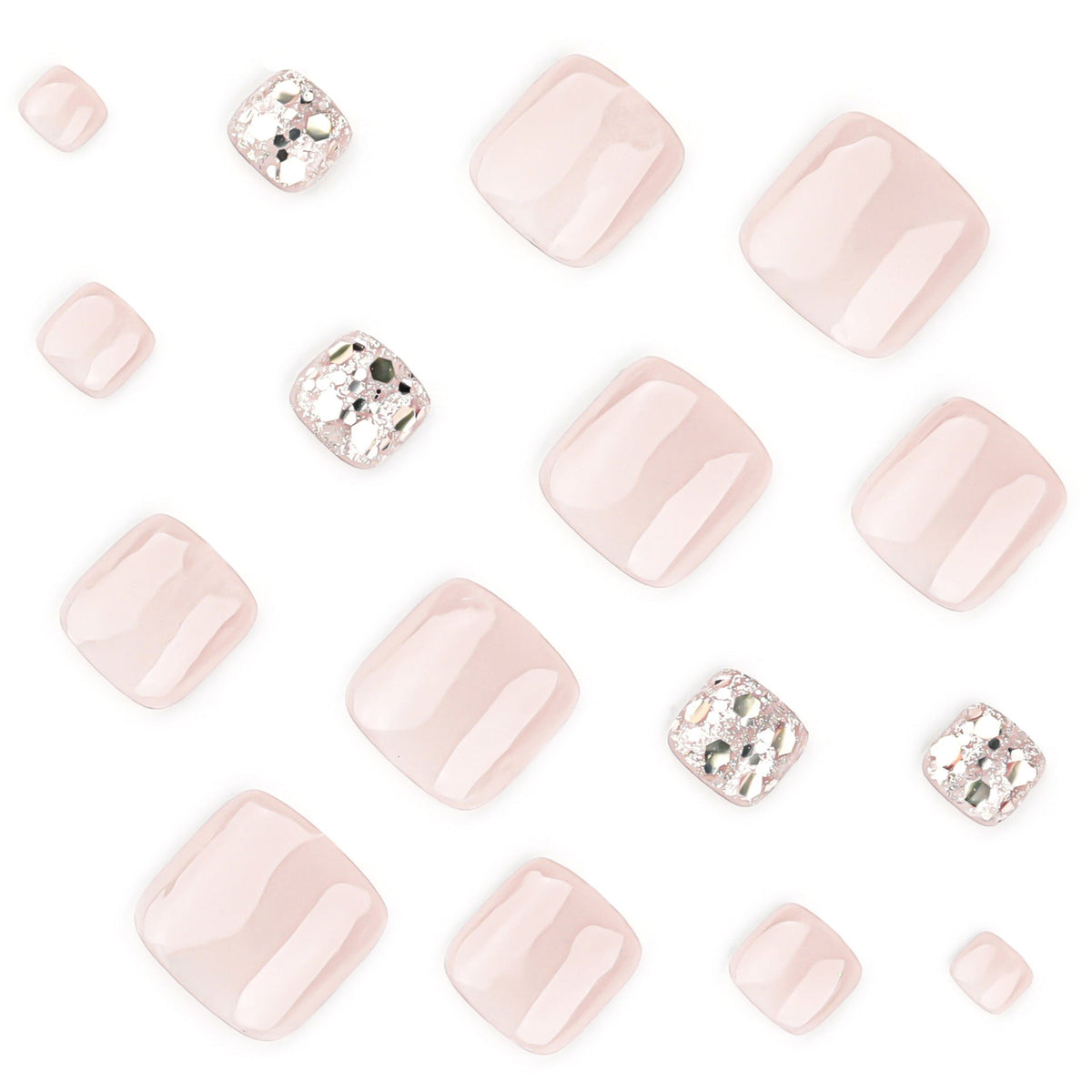 Starlit Cat Eye glitter press-on toenails