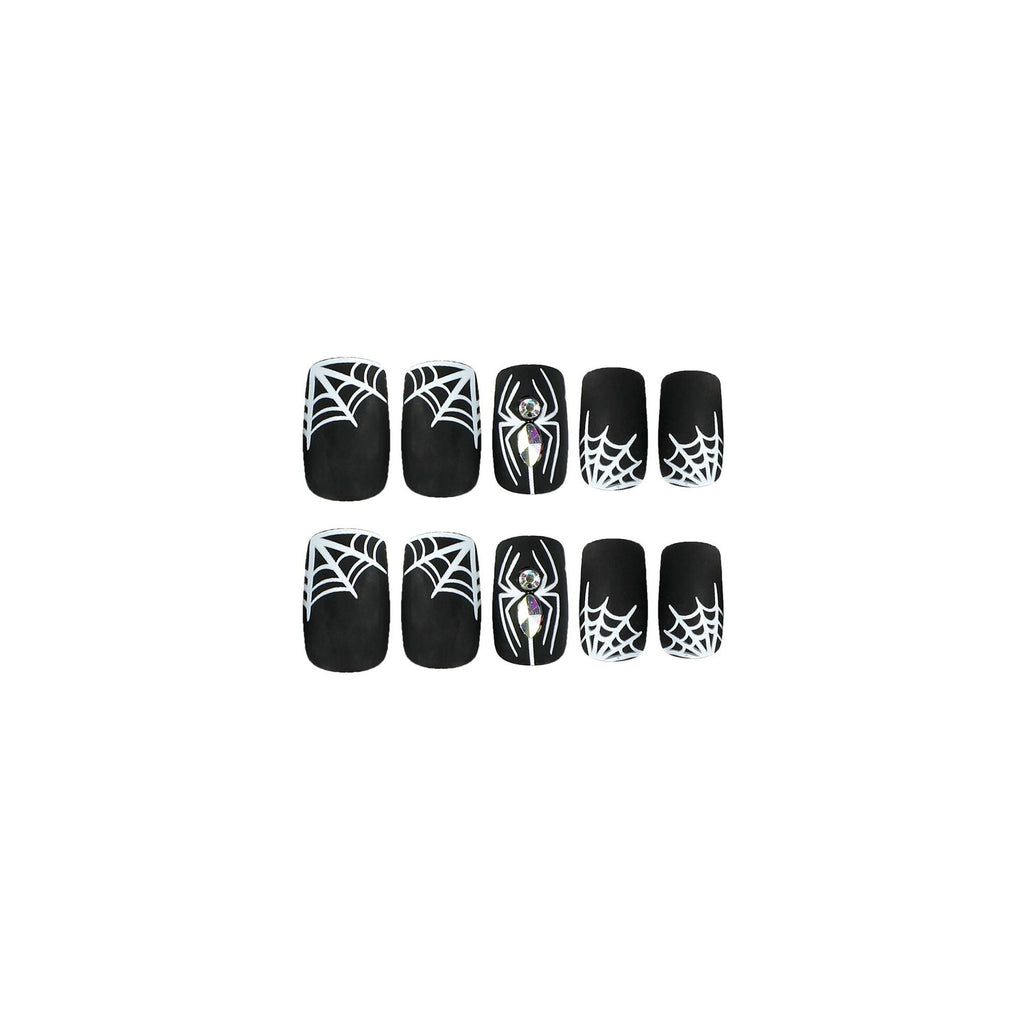 Midnight Web matte black Halloween press-on nails