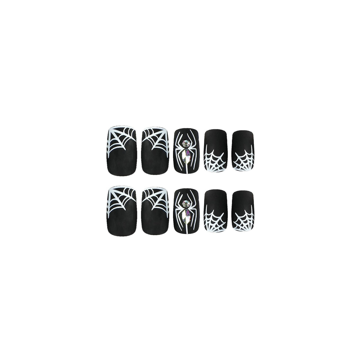 Midnight Web matte black Halloween press-on nails