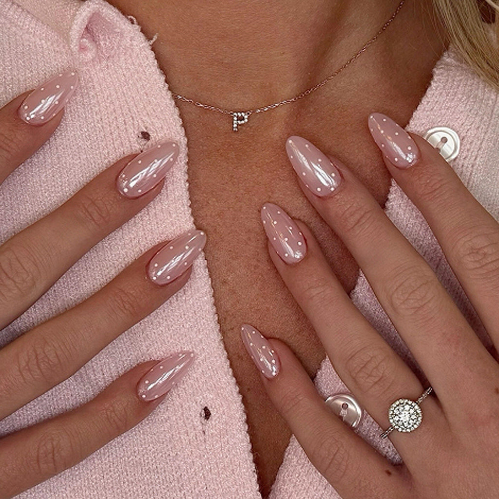 Pink Polka Dot Almond press-on nails