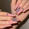 Blush Rhinestone Ballet extra long matte press-on nails
