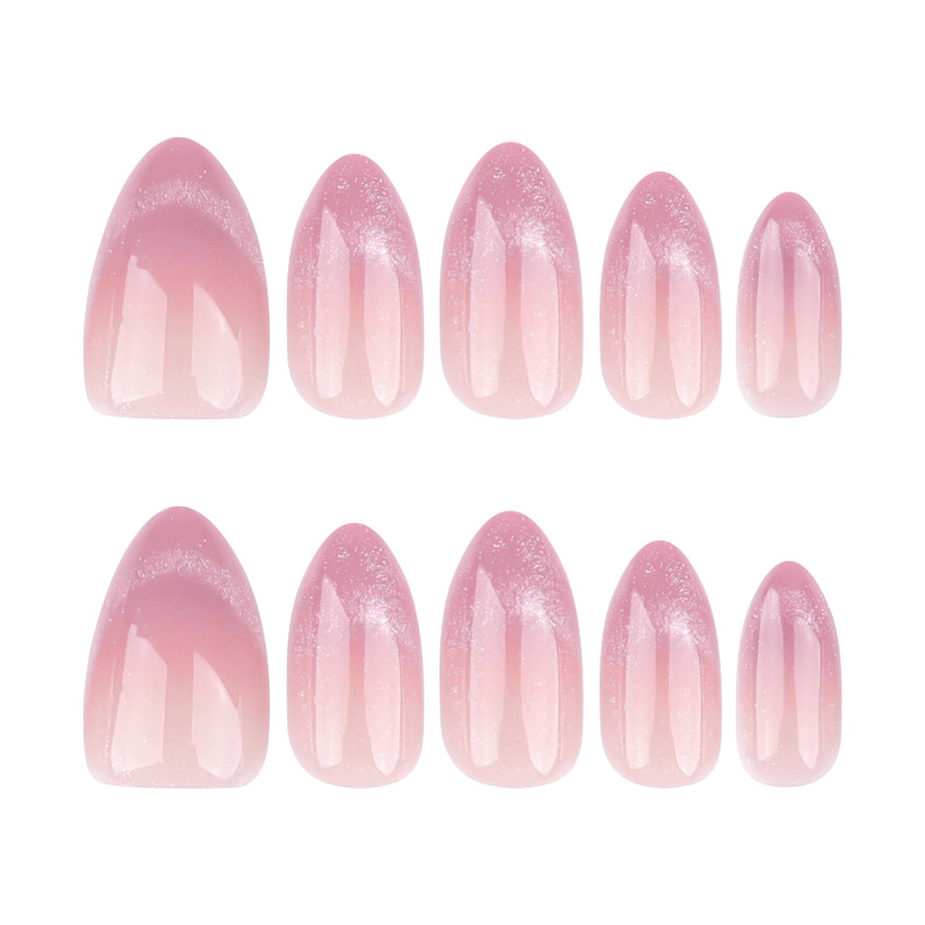 Orchid Cat Eye French pink and purple short almond press-on nails