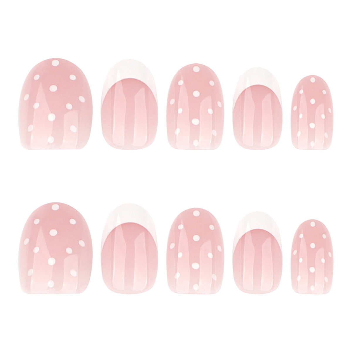 Blush Dot French pink polka dot press-on nails