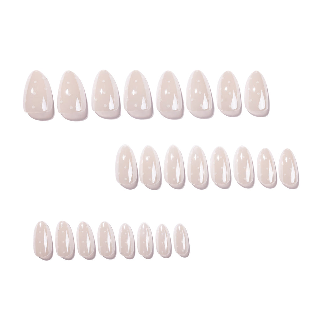 White Dot Almond minimalist press-on nails, alternate view 2