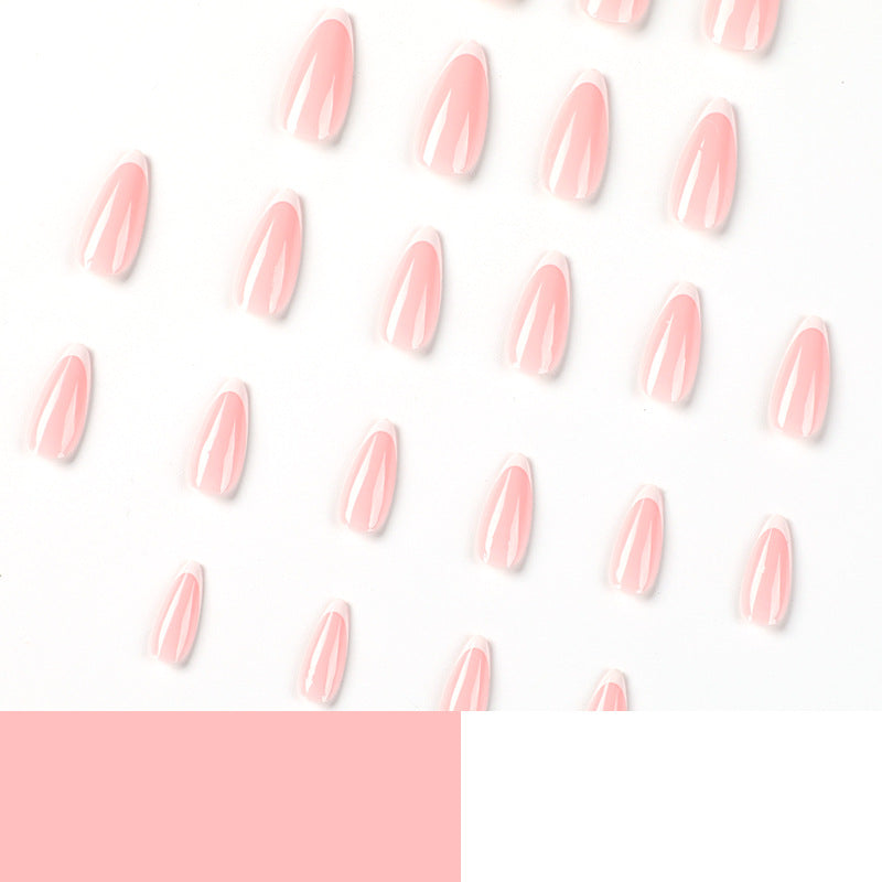 Clean White French short almond press-on nails