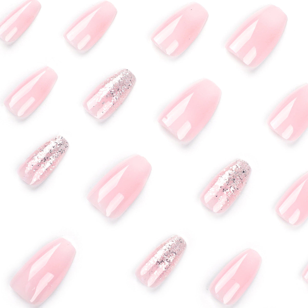 Snow Glow Fade white glitter press-on nails