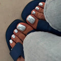 Sapphire Sparkle glitter press-on toenails