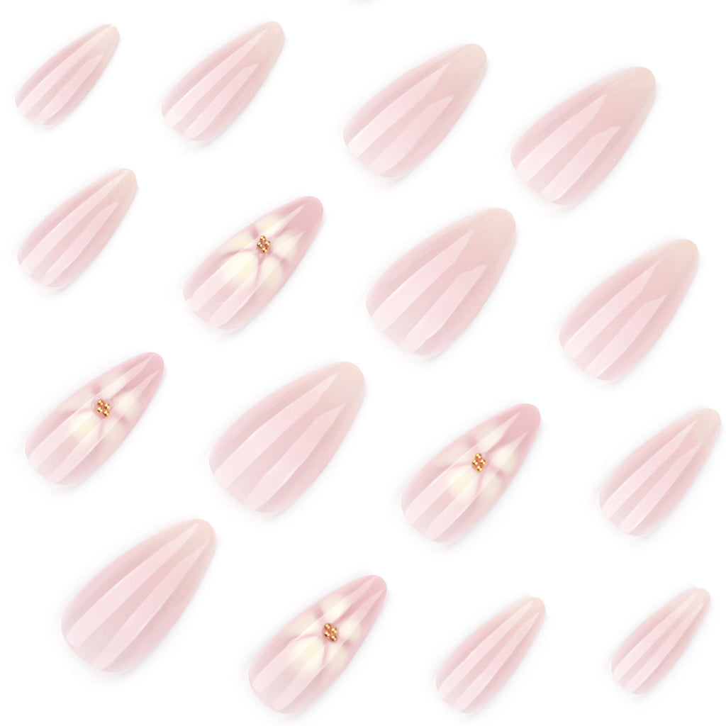 White Blossom Almond press-on nails, alternate view 3
