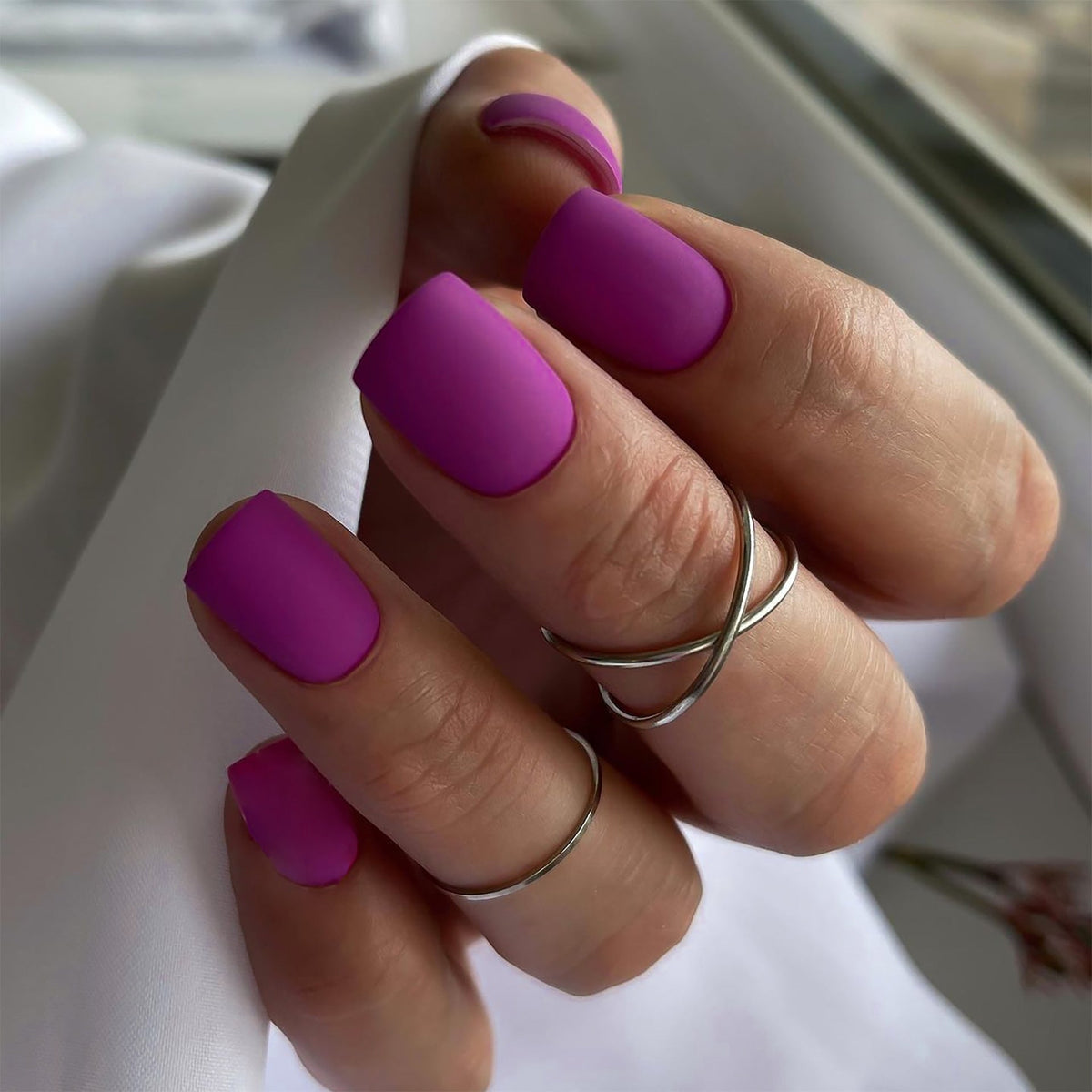 Frosted Solid Square press-on nail collection
