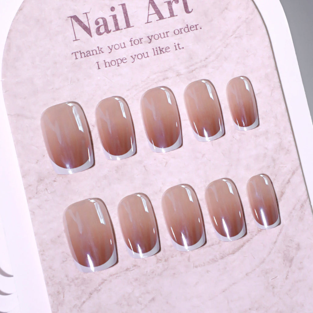 Soft Fade French short square press-on nails