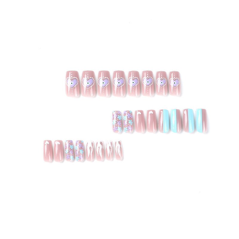 Flame and Bloom Mix glitter press-on nails