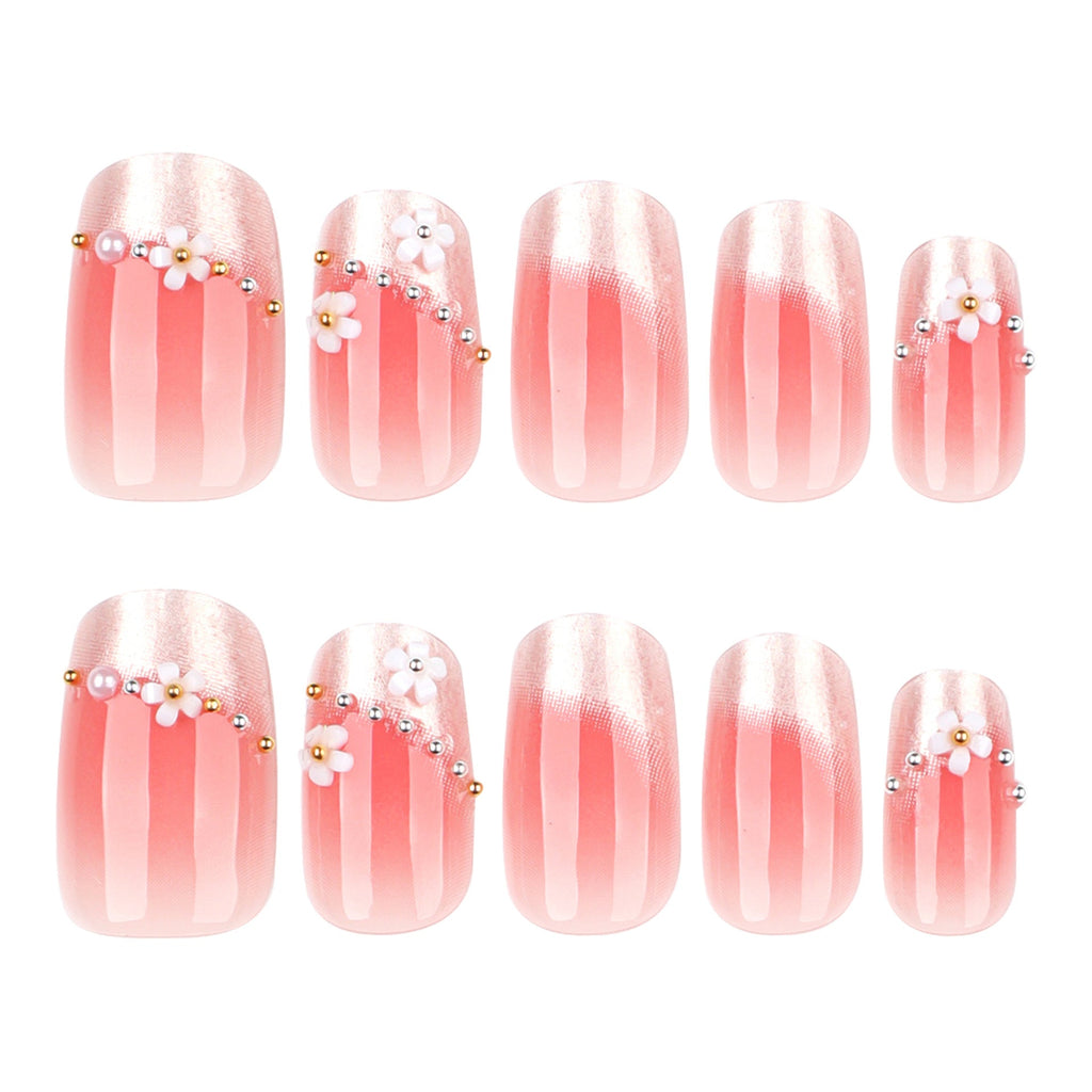 Pearl Blush French short square press-on nails
