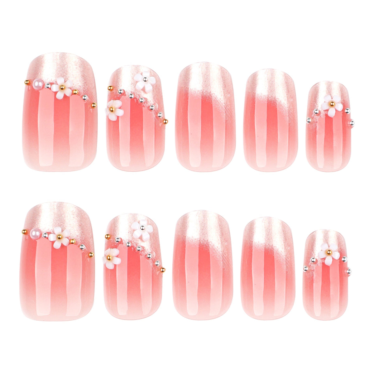 Pearl Blush French short square press-on nails