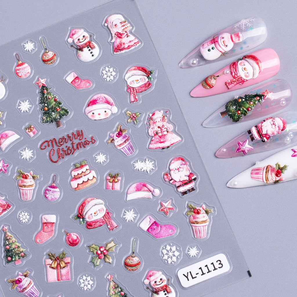 Snowman Holiday 5D nail stickers
