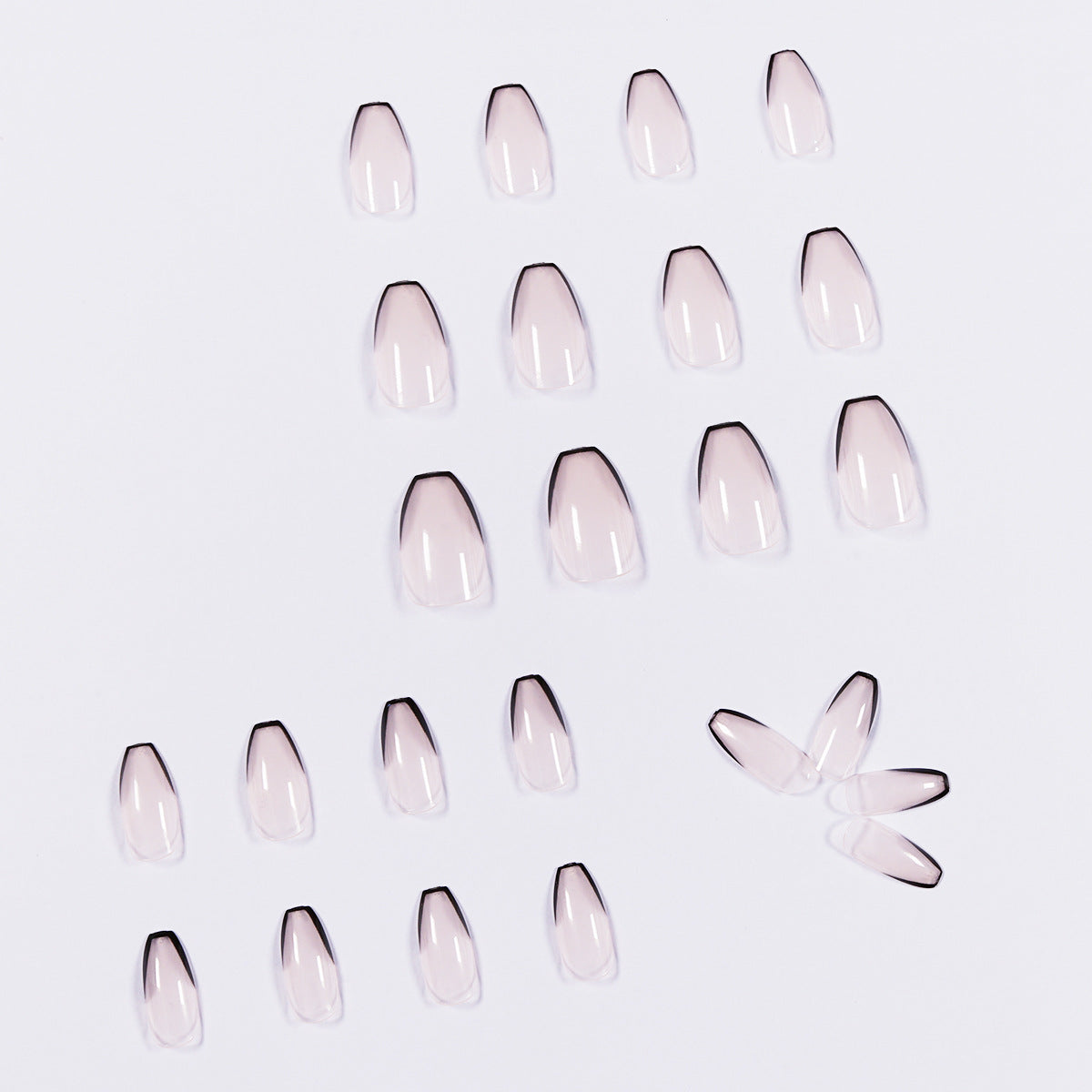 Noir Oblique French short ballet press-on nails