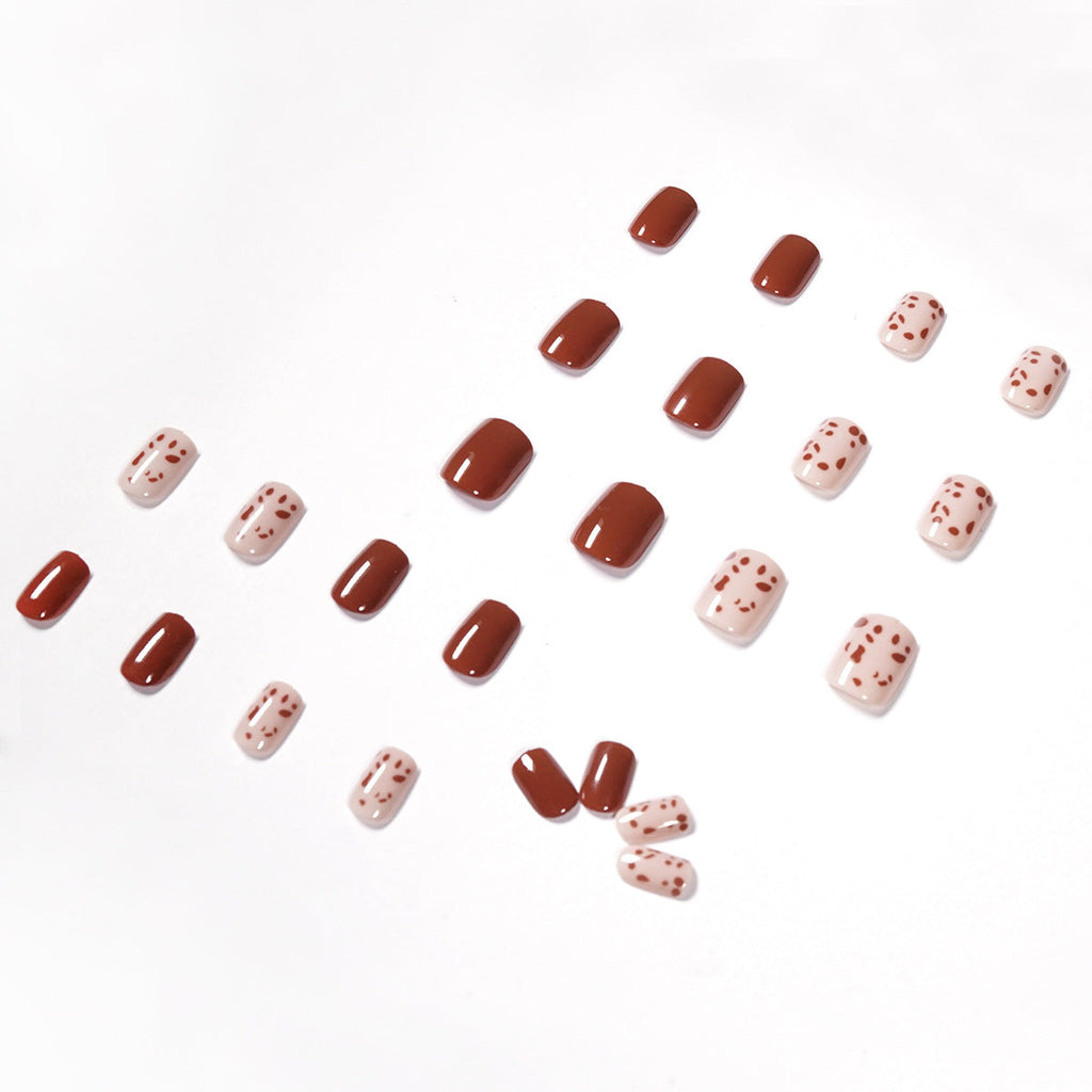 Creamsicle Leopard short press-on nails