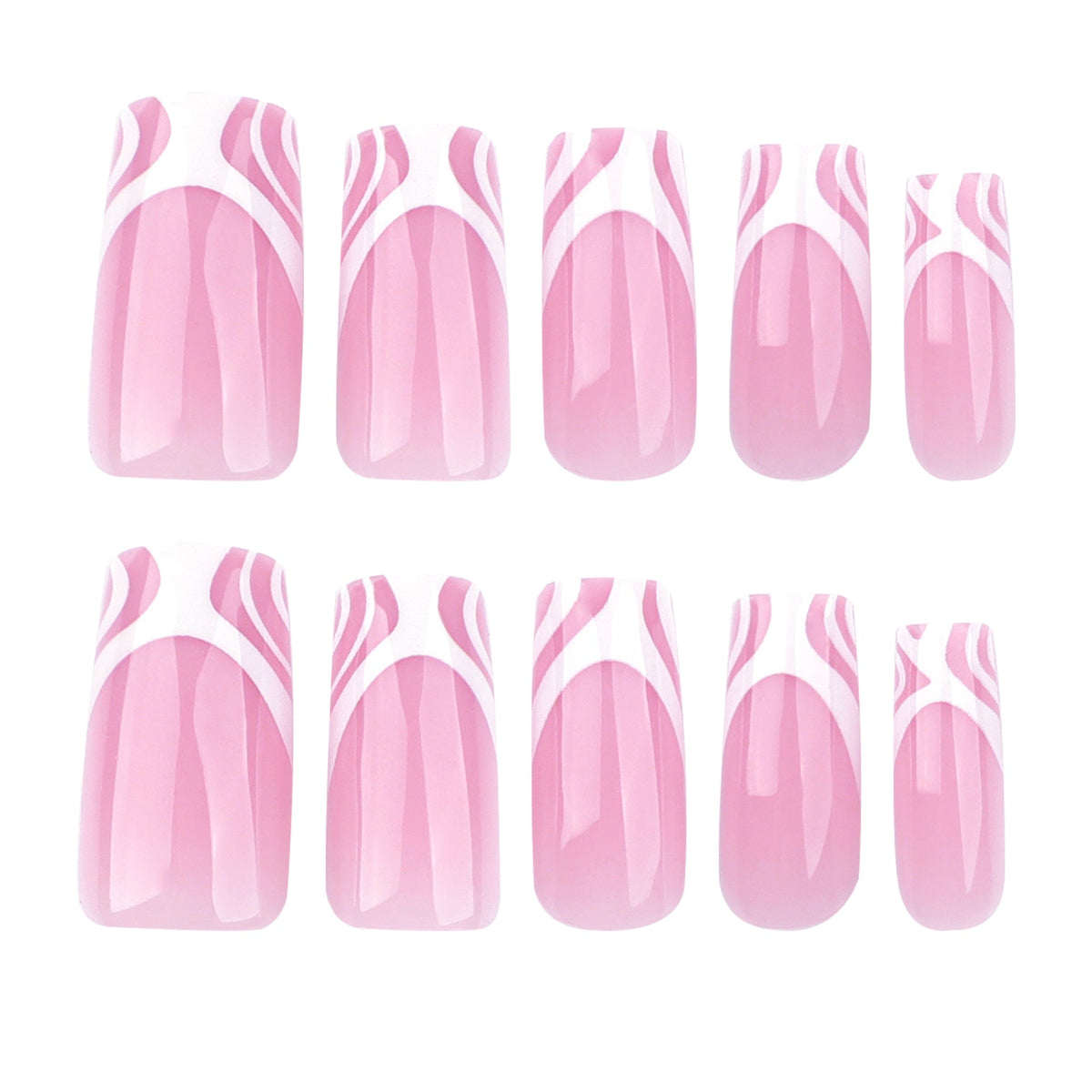 Pink Abstract French square press-on nails