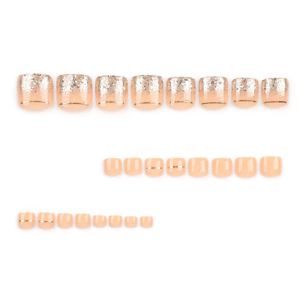 Champagne Line Glow press-on toenails