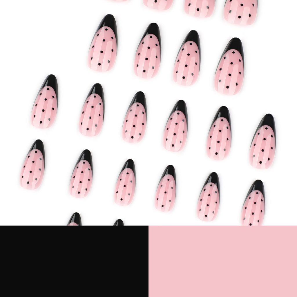 Noir Dot French almond press-on nails
