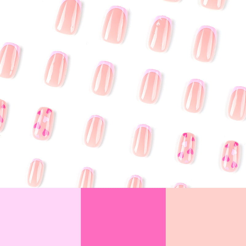 Sweetheart French pink red and purple press-on nails, alternate view 4