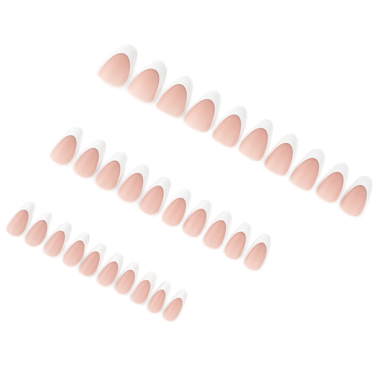 Matte White French short almond press-on nails