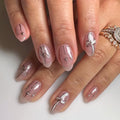 Blush Boheme short almond press-on nails