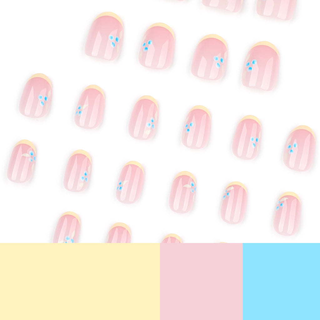 Sunny French Round short press-on nails
