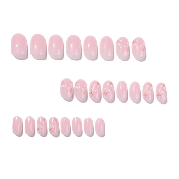 Soft Pink Blossom short oval press-on nails