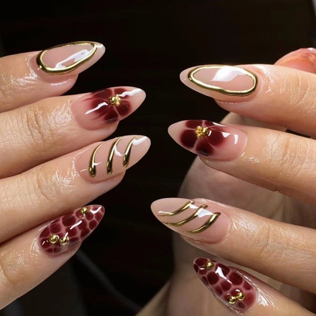 Sculpted 3D Almond short press-on nails
