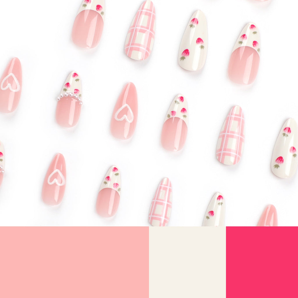 Strawberry Sweetheart press-on nails