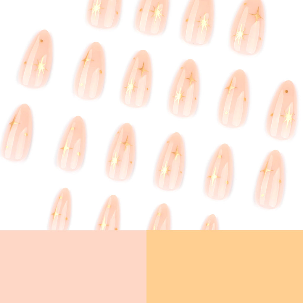 Starlight Metal almond press-on nails