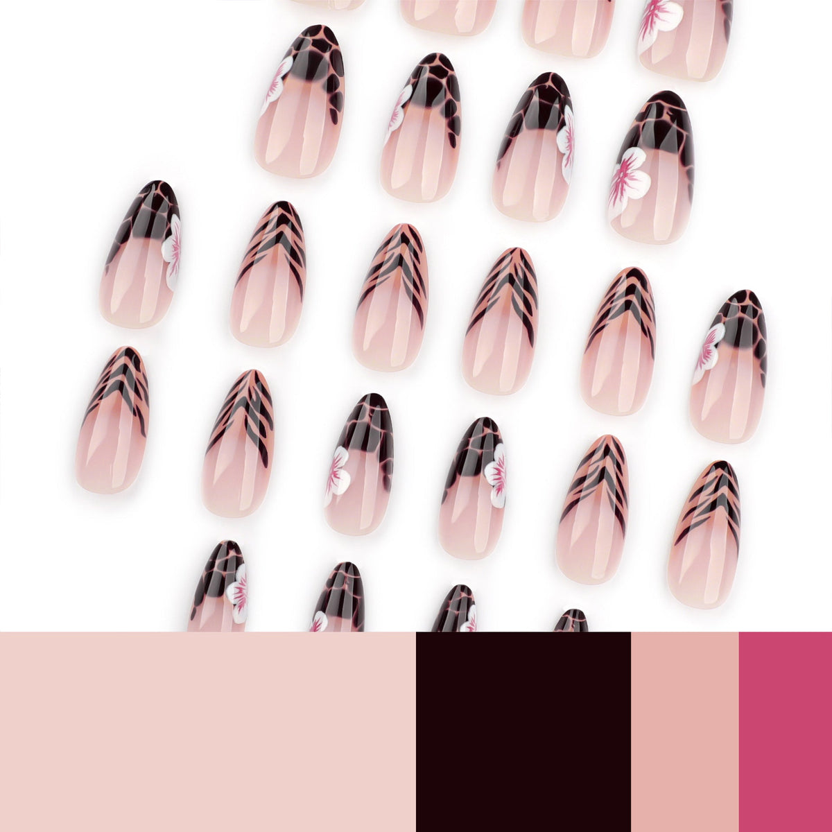 Leopard Blossom French short press-on nails