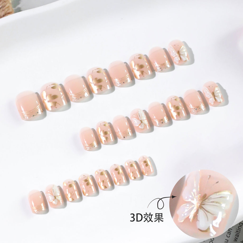 Butterfly Bloom short square press-on nails