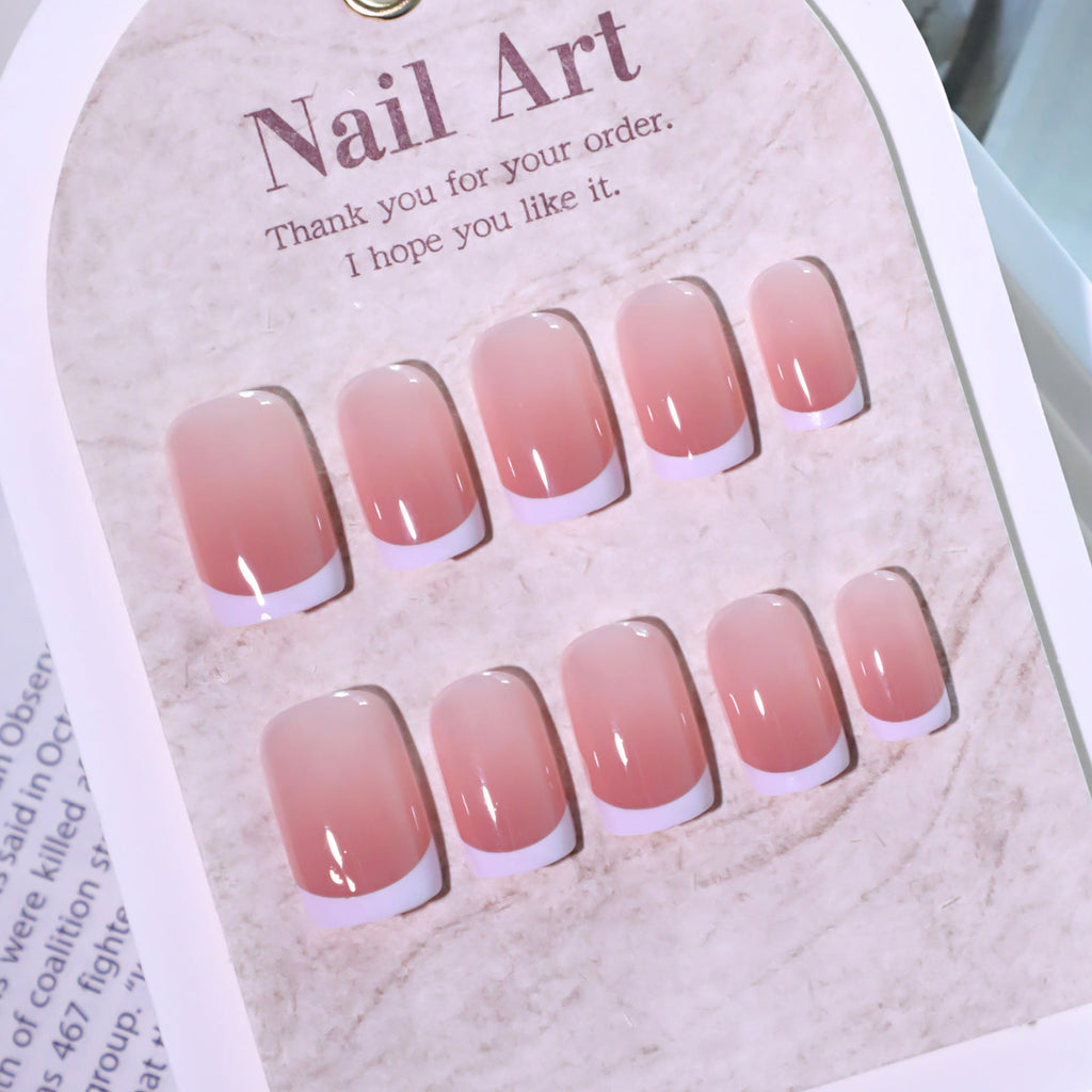 White Burst French short square press-on nails, alternate view 3
