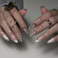 Fresh 3D Blossom short almond press-on nails