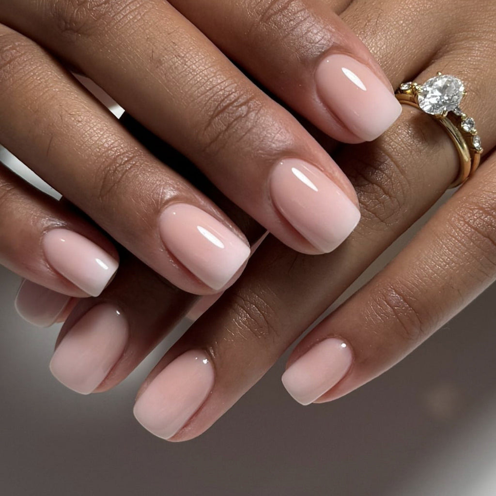 Porcelain Fade Square short press-on nails