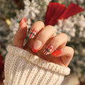 Holiday Plaid short red and green press-on nails