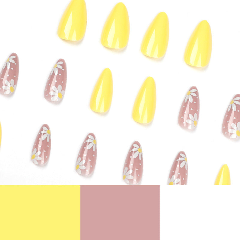 Blush Blossom Almond short floral press-on nails