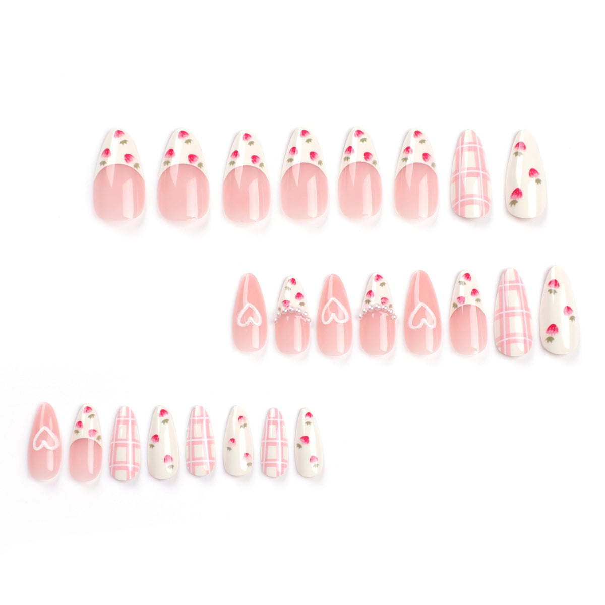 Strawberry Sweetheart press-on nails