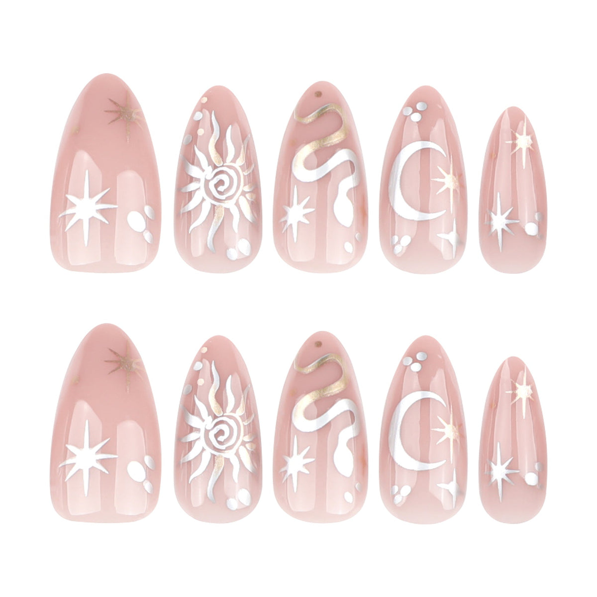 Lunar Snake Celestial almond press-on nails