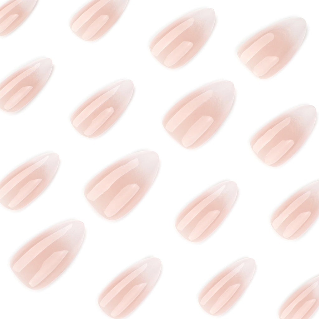 White Fade French almond press-on nails, alternate view 3