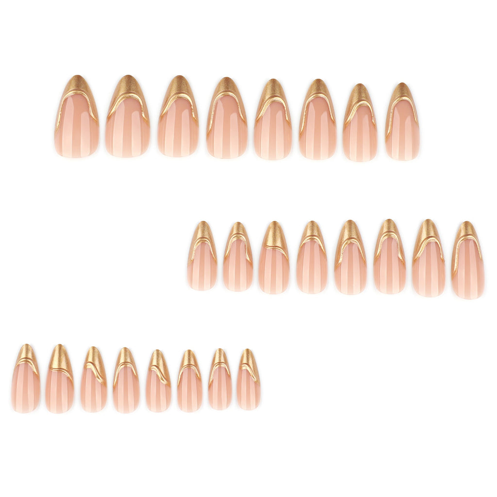 Gilded French Almond 3D press-on nails