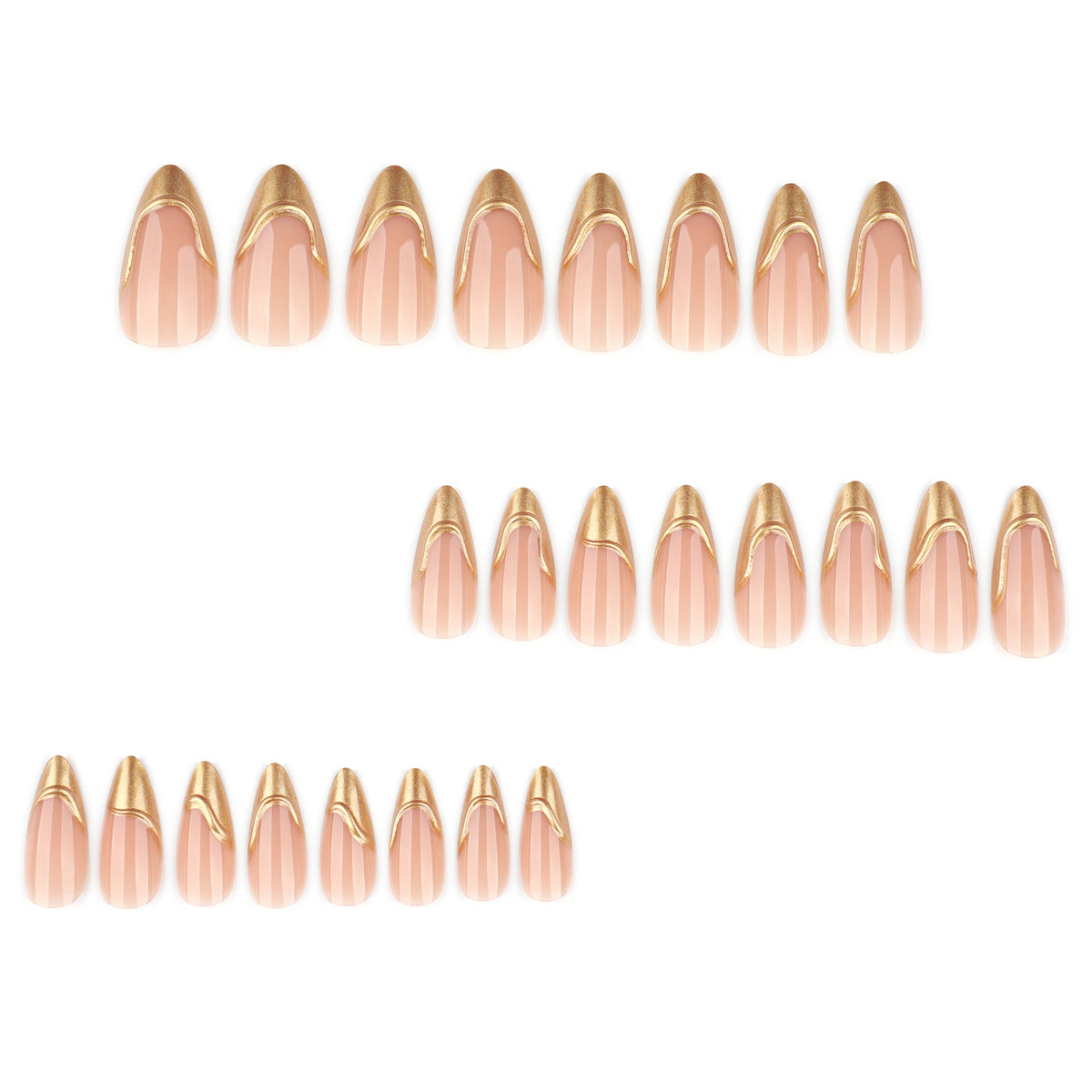 Gilded French Almond 3D press-on nails