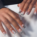 Silver Flame Nude square press-on nails
